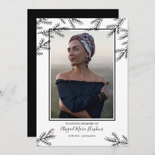 Elegante Robin Bird begrafenis Dank u rouw Bedankkaart (Voorkant / Achterkant)