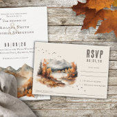Elegante robuuste herfstlandschap gewoven textuur RSVP kaartje