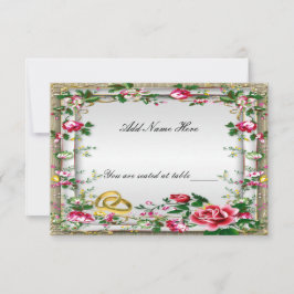 Elegante robuuste rode rozen tafel plaatskaart