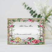 Elegante robuuste rode rozen tafel plaatskaart (Staand voorkant)