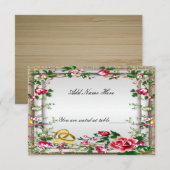 Elegante robuuste rode rozen tafel plaatskaart (Voorkant / Achterkant)