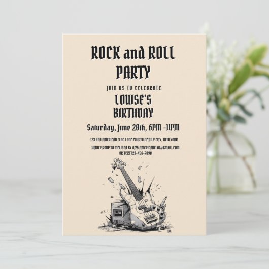 Elegante Rock and Roll party uitnodiging (Staand voorkant)