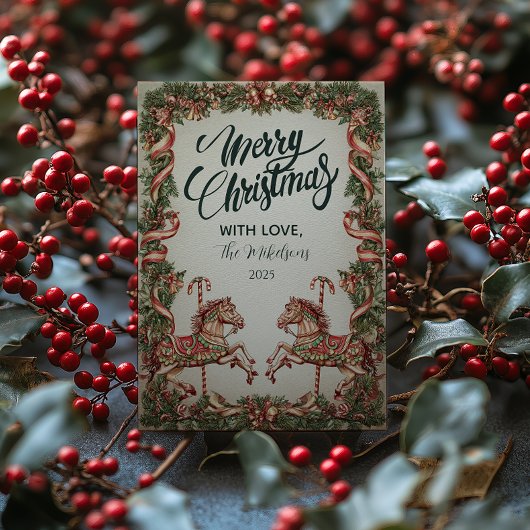 Elegante  Rocking Horse kerst Feestdagenkaart