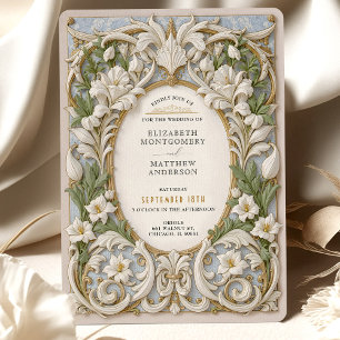 Elegante  rococo barok bruiloft kaart