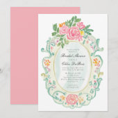 Elegante Rococo Bloem Bruidsdouche Kaart (Voorkant / Achterkant)