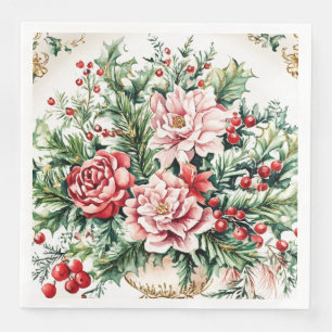 Elegante Rococo Bloem- en Bladmotief Feestelijke E Servet