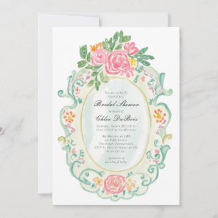 Elegante Rococo Bloemachtige Bruiloftsborrel QR-co Kaart