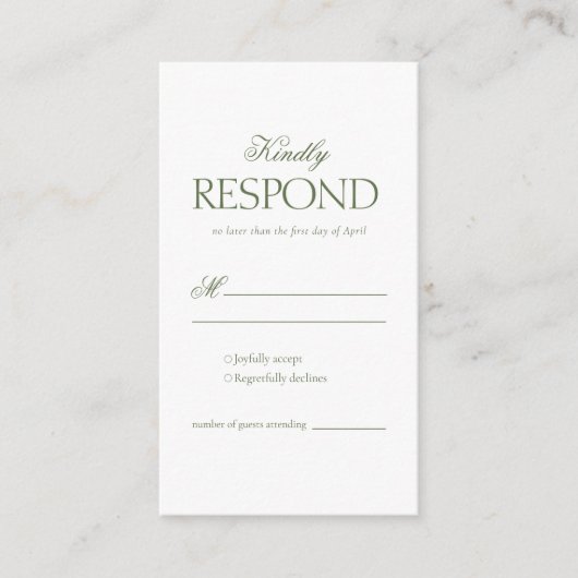 Elegante Rococo bloemenbruiloft RSVP Informatiekaartje (Voorkant)