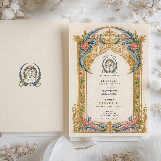 Elegante Rococo bruiloft uitnodiging