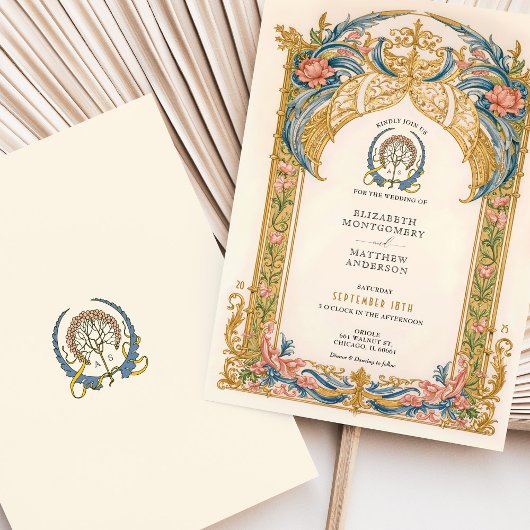 Elegante Rococo bruiloft uitnodiging