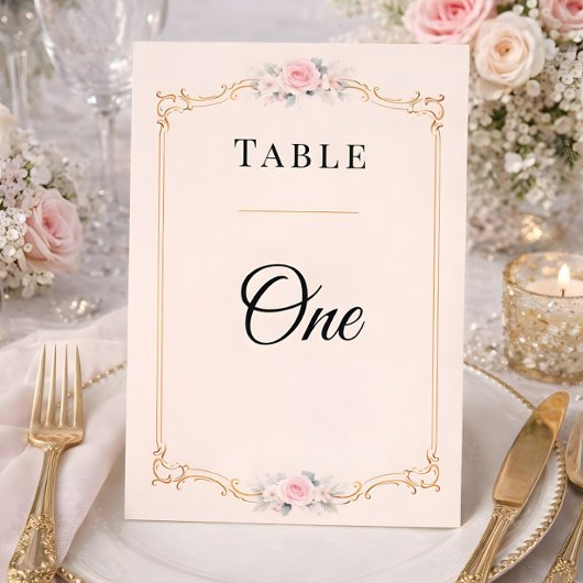 Elegante Rococo Huwelijk Tafel Nummers Kaart