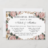 Elegante Rococo Pioenenrepetitie Diner Kaart (Voorkant)