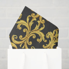 Elegante Rococo Revival goud & houtskool Barok Tissuepapier