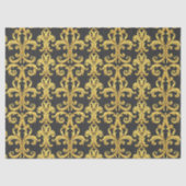 Elegante Rococo Revival goud & houtskool Barok Tissuepapier (Voorkant)