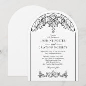 Elegante Rococo Trouwdag Kaart (Voorkant / Achterkant)