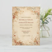 Elegante  Rococo Victoriaans Bloemenbruiloft Kaart (Staand voorkant)