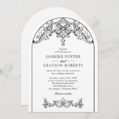 Elegante Rococo Vintage bruiloft Kaart (Voorkant / Achterkant)