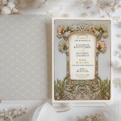 Elegante Rococo Wedding Floral filigraan Lijst Kaart