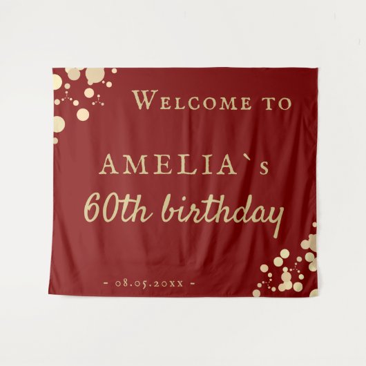 Elegante rode 60e verjaardagsfeest welkomstachterg wandkleed (Voorkant (horizontaal))