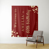 Elegante rode 60e verjaardagsfeest welkomstachterg wandkleed (In situ)