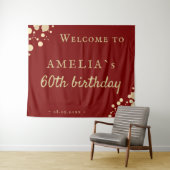Elegante rode 60e verjaardagsfeest welkomstachterg wandkleed (In Situ (horizontaal))