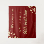 Elegante rode 60e verjaardagsfeest welkomstachterg wandkleed (Voorkant)