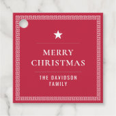 Elegante rode aangepaste vrolijke kerst Griekse me Bedankjes Labels (Voorkant)