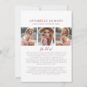 Elegante Rode Afstudeerfoto Afstuderen Aankondiging (Achterkant)