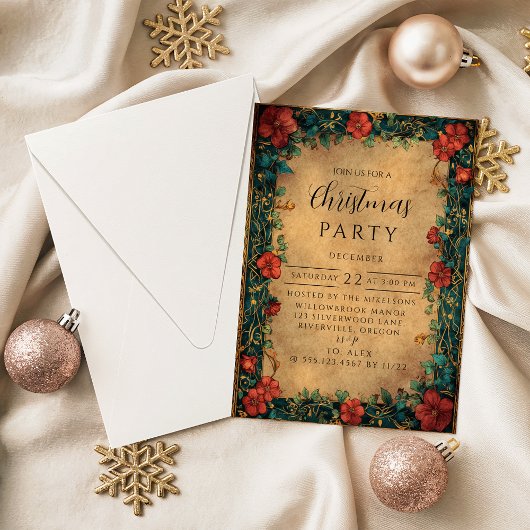 Elegante Rode Amaryllis Kerstmis Kaart