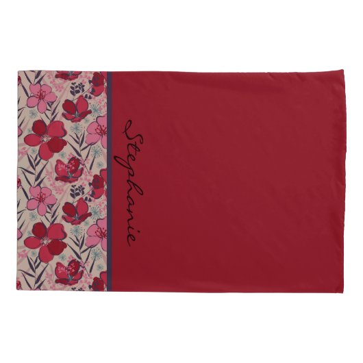 Elegante rode anemoon bloemen kussensloop (Achterkant)