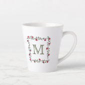 Elegante rode appelwijnstok zwart monogram Initiaa Latte Mok (Rechts)
