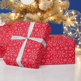 Elegante rode aqua witte winter sneeuwvlok cadeaupapier