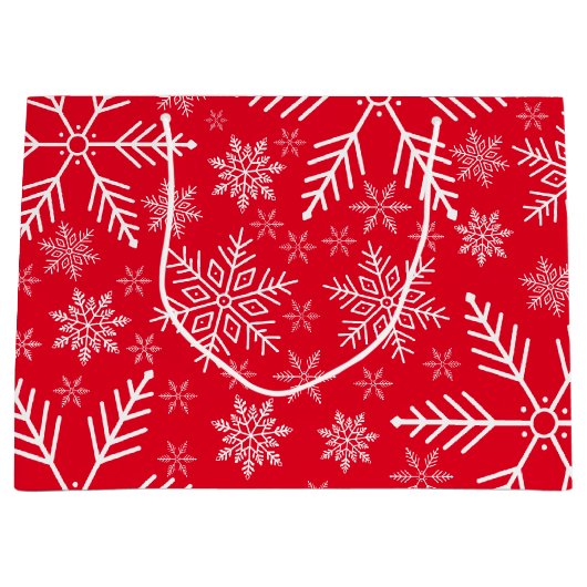 Elegante rode aqua witte winter sneeuwvlok groot cadeauzakje (Voorkant)