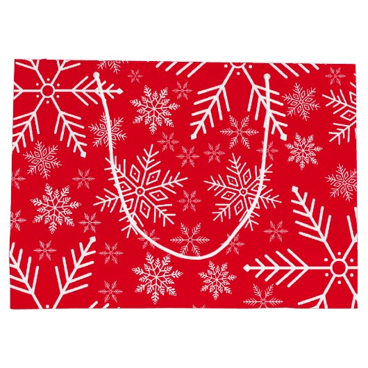 Elegante rode aqua witte winter sneeuwvlok groot cadeauzakje (Achterkant)