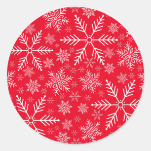 Elegante rode aqua witte winter sneeuwvlok ronde sticker