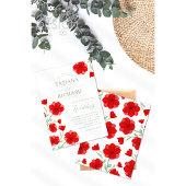 Elegante rode aquarel klaproos bloementuin bruilof kaart