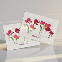 Elegante rode aquarel losse bloemen bedanken 