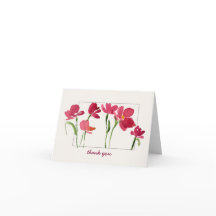 Elegante Rode Aquarel Losse Bloemige Dank Je