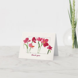 Elegante Rode Aquarel Losse Bloemige Dank Je Bedankkaart