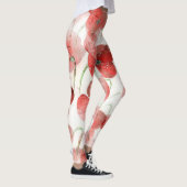 Elegante rode aquarel papavers illustratie leggings (Rechts)