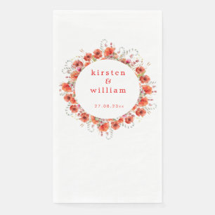 Elegante Rode Aquarel Papavers - Trouwen Servet