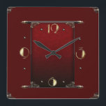 Elegante rode art deco vierkante klok<br><div class="desc">Geweldig klokontwerp. Je zult het leuk vinden als anderen. U kunt dit ontwerp vrij gebruiken voor andere producten die u wilt of om jouw tekst aan te passen en toe te voegen. Volg me voor meer. Met vriendelijke groet. Een leuke dag.</div>