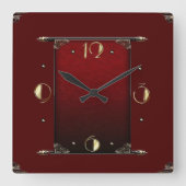 Elegante rode art deco vierkante klok (Voorkant)