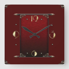 Elegante rode art deco vierkante klok