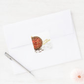 Elegante Rode Bal Sterren Vierkante Sticker (Envelop)