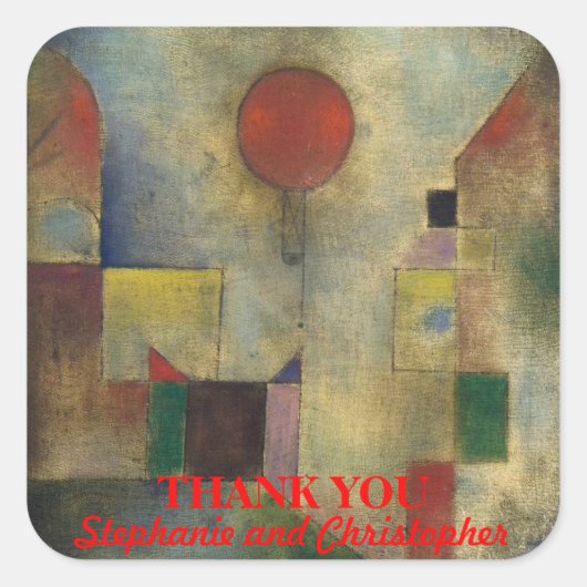 Elegante "rode ballon" op maat vierkante sticker (Voorkant)