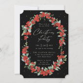 Elegante Rode Bes + Eucalyptus Kerstfeest Kaart (Voorkant)