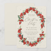 Elegante Rode Bes + Eucalyptus Kerstfeest Kaart (Voorkant / Achterkant)