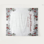 Elegante Rode Bes Wedding Fotocabine Achtergrond Wandkleed (Voorkant (horizontaal))