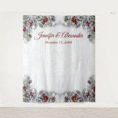 Elegante Rode Bes Wedding Fotocabine Achtergrond Wandkleed (Voorkant)